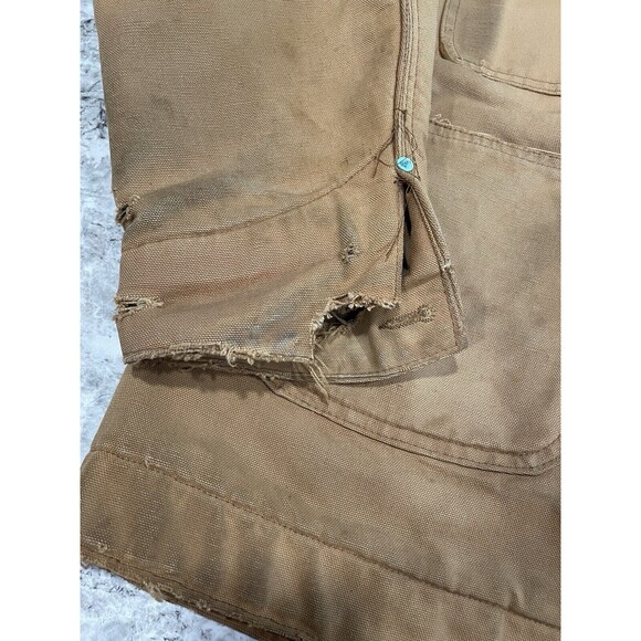 Vintage Carhartt Tan Button Mens 42 Duck Canvas Chore Jacket Blanket Lined USA - Picture 2 of 14